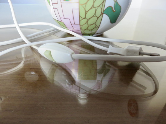 Image 1 of Lámpara de cerámica "Ball" con decoración floral, firmada, 1970