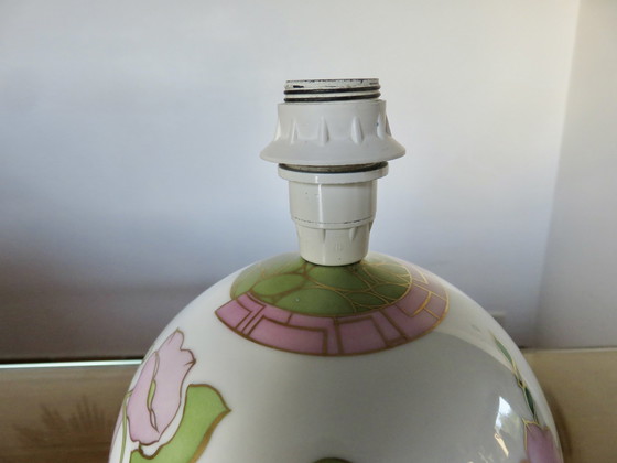 Image 1 of Lámpara de cerámica "Ball" con decoración floral, firmada, 1970