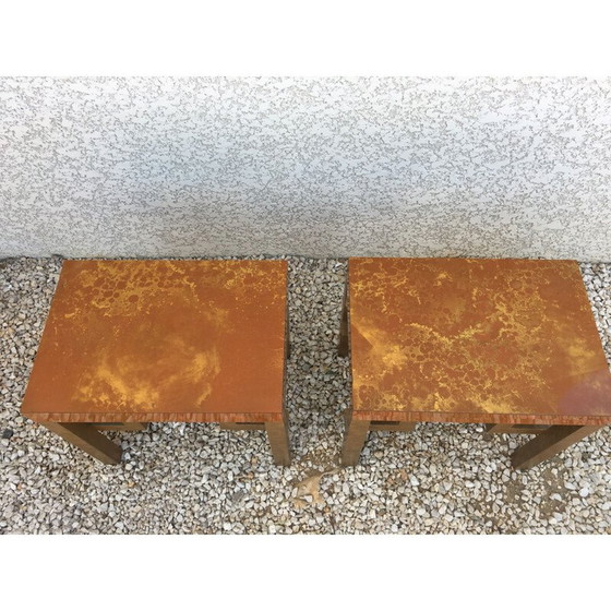 Image 1 of Pair of vintage gold melamine cloud sofa ends, 1970