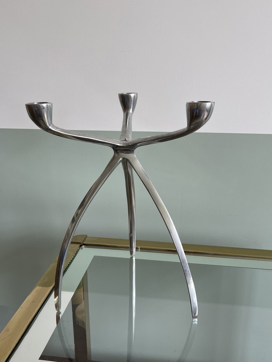 Image 1 of Tripod Space Age Candlestick Chrome