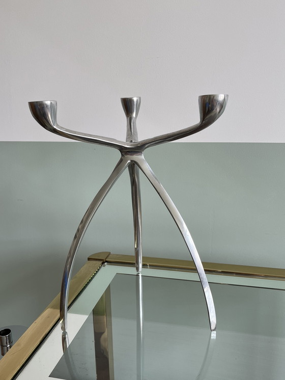 Image 1 of Tripod Space Age Candlestick Chrome