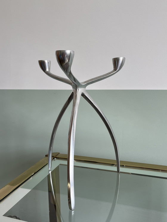 Image 1 of Tripod Space Age Candlestick Chrome