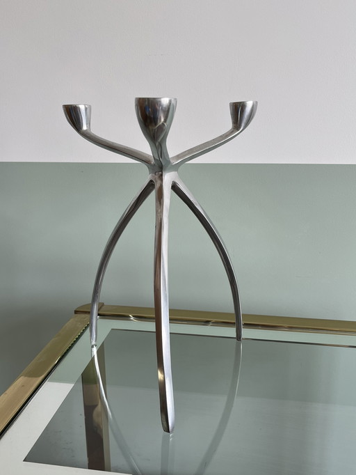 Tripod Space Age Candlestick Chrome