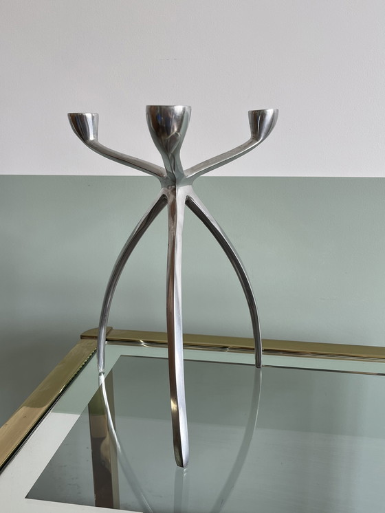 Image 1 of Tripod Space Age Candlestick Chrome