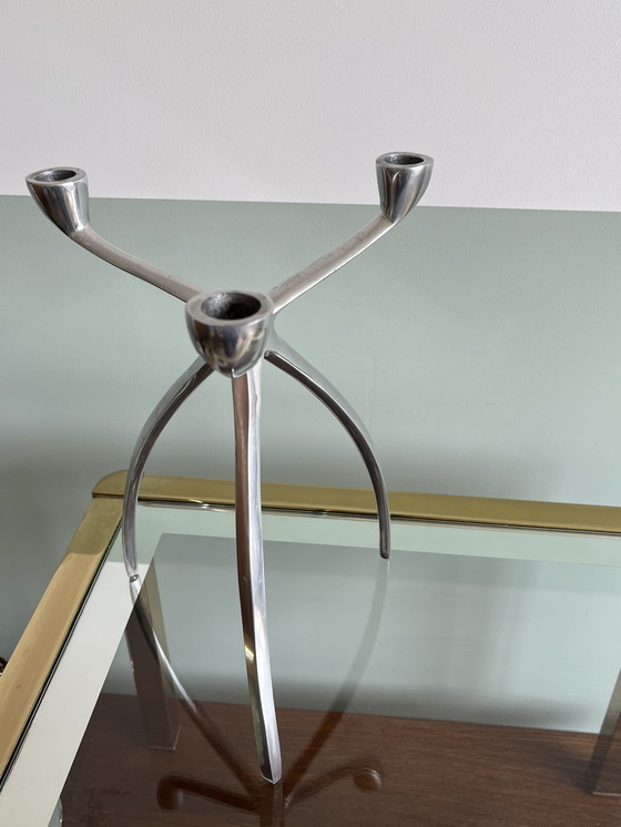 Image 1 of Tripod Space Age Candlestick Chrome