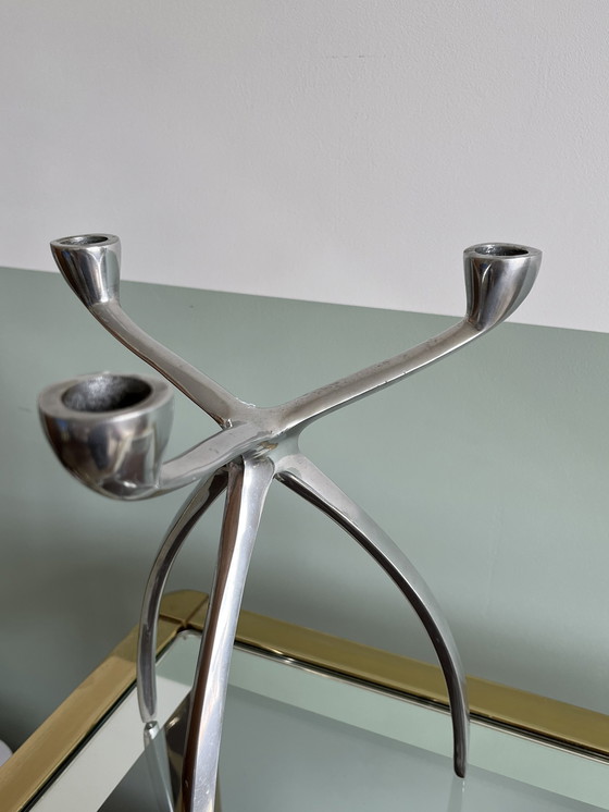 Image 1 of Tripod Space Age Candlestick Chrome