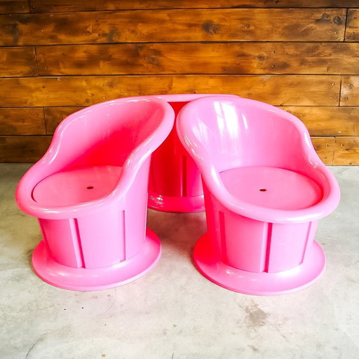 3x Pink Popptorp Armchairs, Ikea 1990s by K.HAGBERG