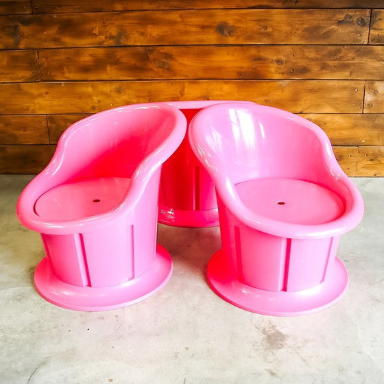 Image 1 of 3x Pink Popptorp Armchairs, Ikea 1990s by K.HAGBERG