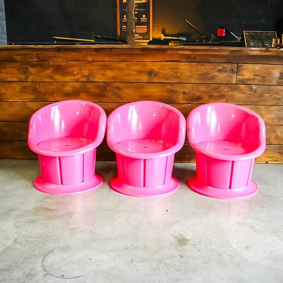 Image 1 of 3x Pink Popptorp Armchairs, Ikea 1990s by K.HAGBERG