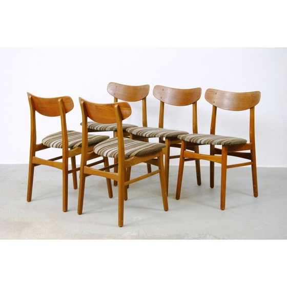 Image 1 of Set of 5 vintage Danish dining chairs in teak and oakwood, 1960s