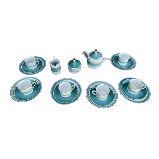 Image 1 of Vintage turquoise porcelain coffee service for Kahl, Germany 1960