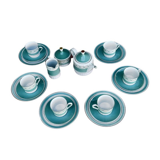 Image 1 of Vintage turquoise porcelain coffee service for Kahl, Germany 1960