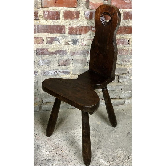 Image 1 of Set of 6 gouged vintage Brutalist mountain chairs, 1960