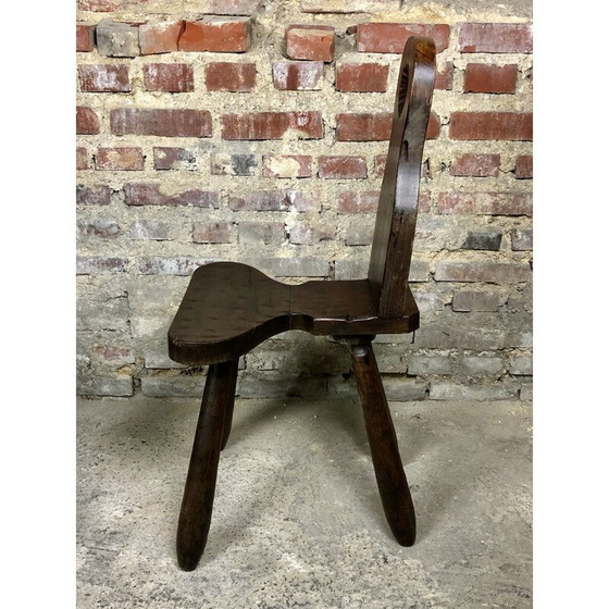 Image 1 of Set of 6 gouged vintage Brutalist mountain chairs, 1960
