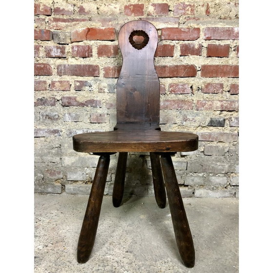 Image 1 of Set of 6 gouged vintage Brutalist mountain chairs, 1960