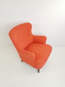 Poltrona vintage Artifort Theo Ruth arancione rossa appena rivestita 