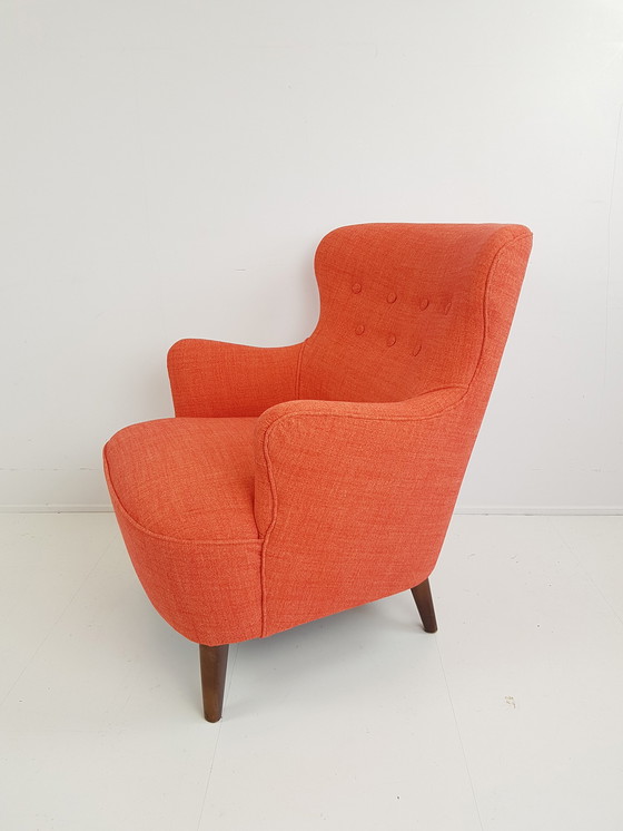 Image 1 of Poltrona vintage Artifort Theo Ruth arancione rossa appena rivestita 