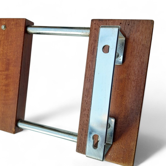 Image 1 of Mid - Century Design Teak Coat Rack Chrome Frame 62X10X18