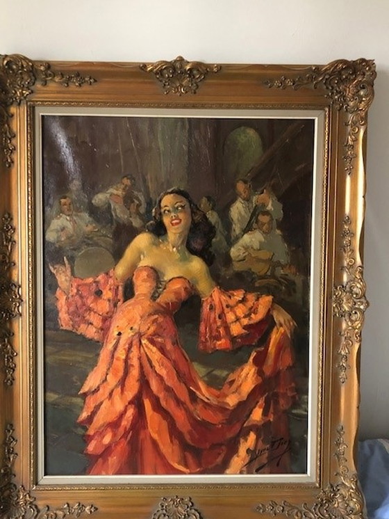 Image 1 of Yves DIEY Spanish dancer with combo 19th century 80x60 framed
