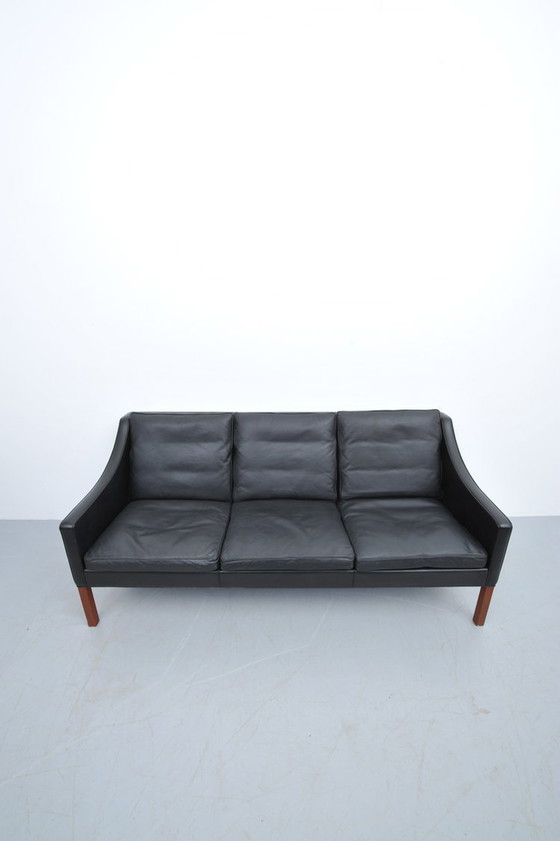 Image 1 of Børge Mogensen Leather Sofa Black Model 2209