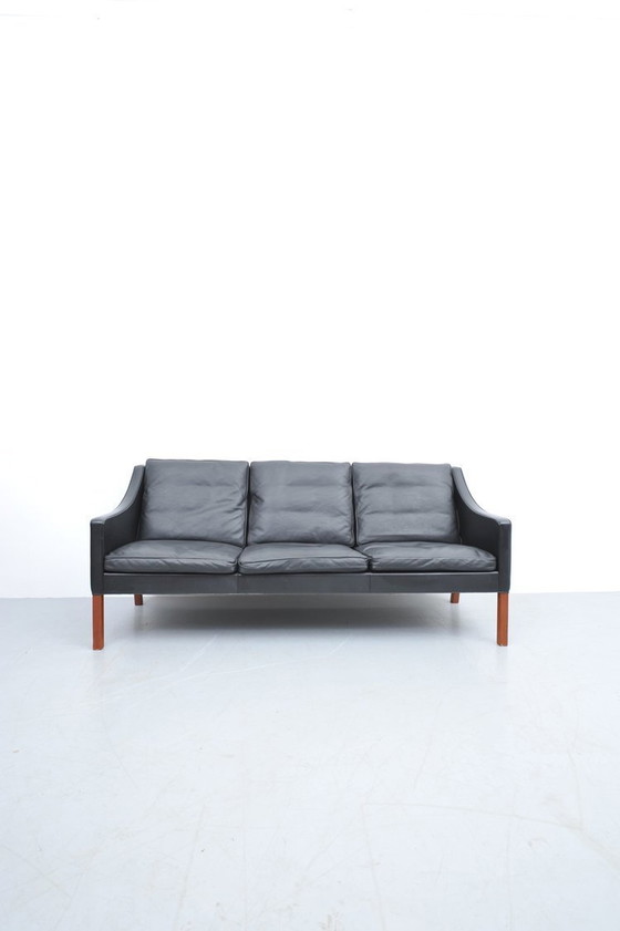 Image 1 of Børge Mogensen Leather Sofa Black Model 2209