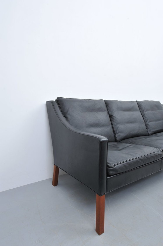 Image 1 of Børge Mogensen Leather Sofa Black Model 2209