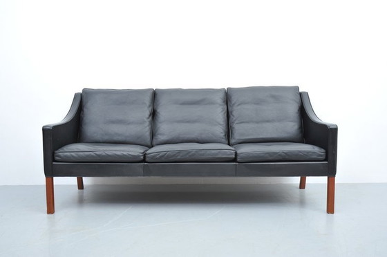 Image 1 of Børge Mogensen Leather Sofa Black Model 2209