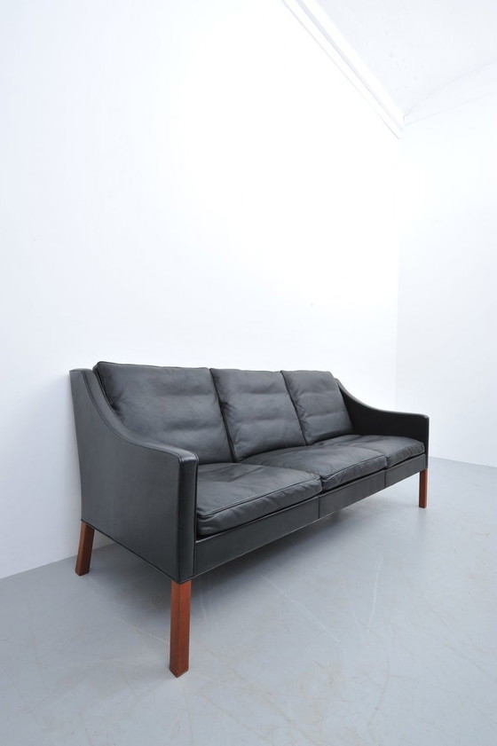 Image 1 of Børge Mogensen Leather Sofa Black Model 2209