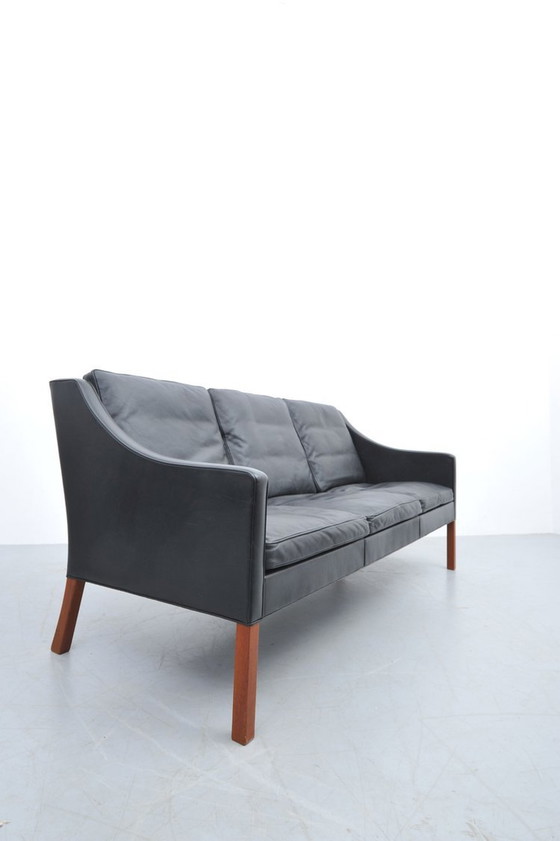 Image 1 of Børge Mogensen Leather Sofa Black Model 2209