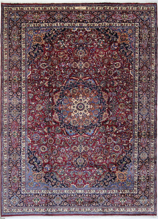 Original Hand-Knotted Persian Carpet Mashad 406 X 296 Cm Very Top Condition Fine