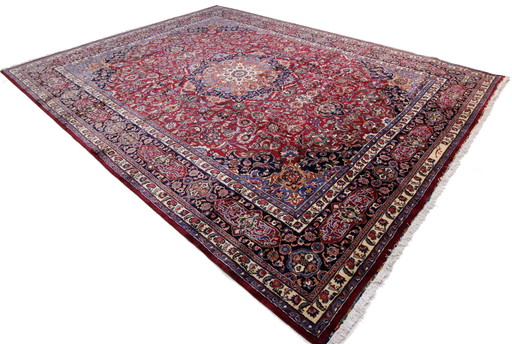 Original Hand-Knotted Persian Carpet Mashad 406 X 296 Cm Very Top Condition Fine