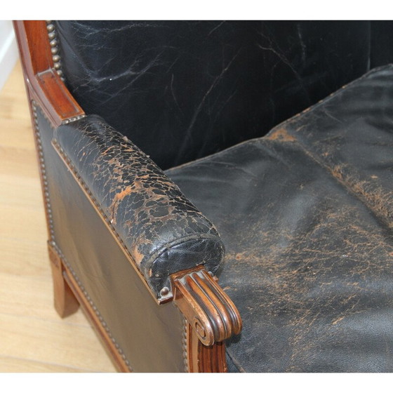 Image 1 of Poltrone vintage Luigi XVI in legno verniciato e pelle nera