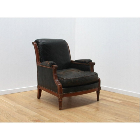 Image 1 of Poltrone vintage Luigi XVI in legno verniciato e pelle nera