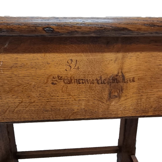 Image 1 of French Oak Cloister Table With Drawer St. Catherine De Sienne