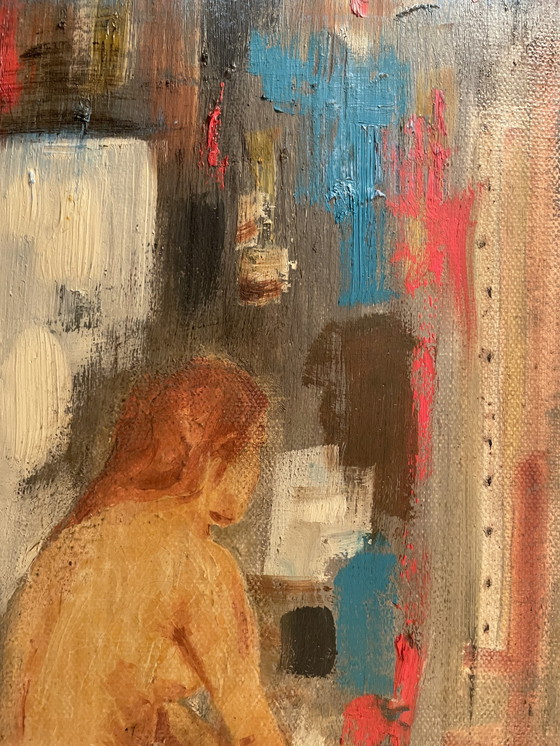 Image 1 of Dipinto ad olio su tela Ritratto femminile in studio