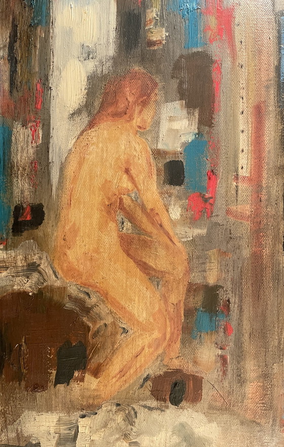 Image 1 of Dipinto ad olio su tela Ritratto femminile in studio