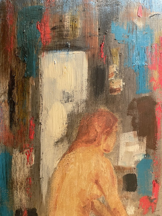 Image 1 of Dipinto ad olio su tela Ritratto femminile in studio