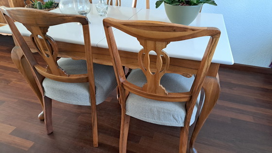 Image 1 of Solid Walnut Dining Room Handcrafted Tables 4 Or 6 Chairs