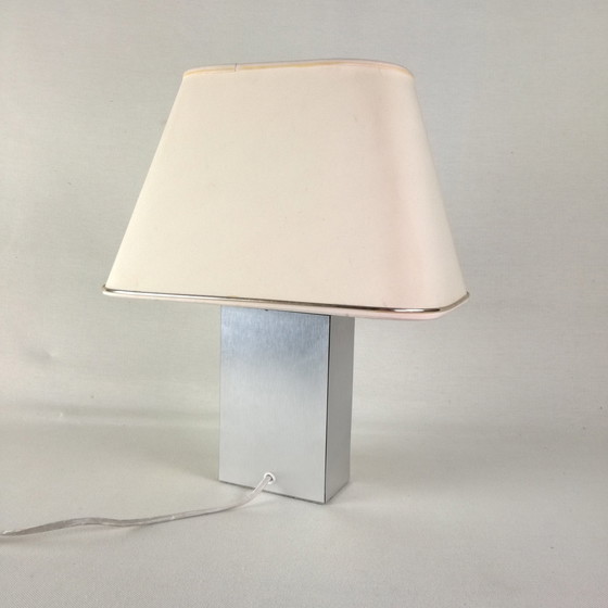 Image 1 of Vintage rectangular lamp in brushed stainless steel, 1970