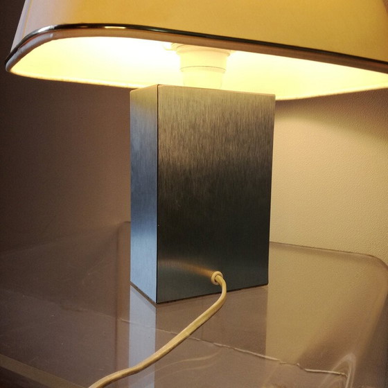 Image 1 of Vintage rectangular lamp in brushed stainless steel, 1970