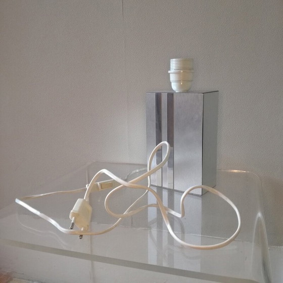 Image 1 of Vintage rectangular lamp in brushed stainless steel, 1970