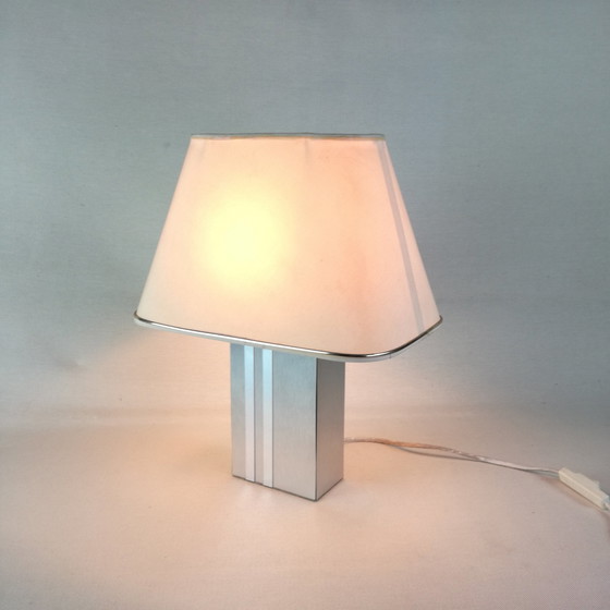 Image 1 of Vintage rectangular lamp in brushed stainless steel, 1970