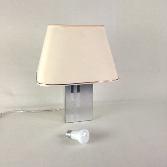 Image 1 of Vintage rectangular lamp in brushed stainless steel, 1970