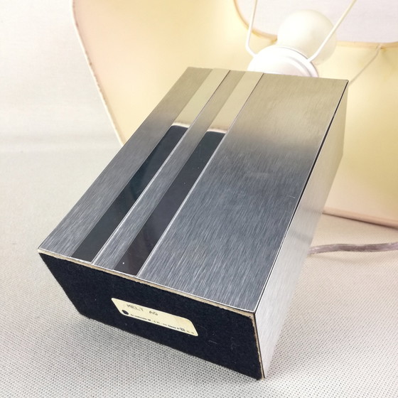 Image 1 of Vintage rectangular lamp in brushed stainless steel, 1970