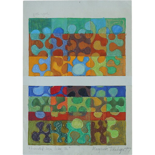 Vintage painting on paper by Margareta Treutiger, 1978
