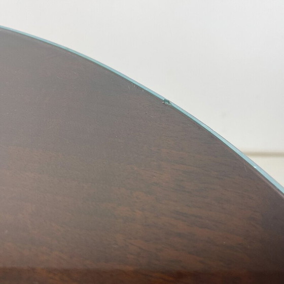 Image 1 of Vintage round coffee table in wood and glass, Czechoslovakia 1940s