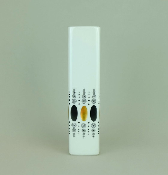 Image 1 of vaso heinrich gemmo decor porcellana bianca op art pop art bianco nero e oro anni '60