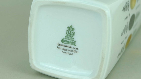 Image 1 of vaso heinrich gemmo decor porcellana bianca op art pop art bianco nero e oro anni '60