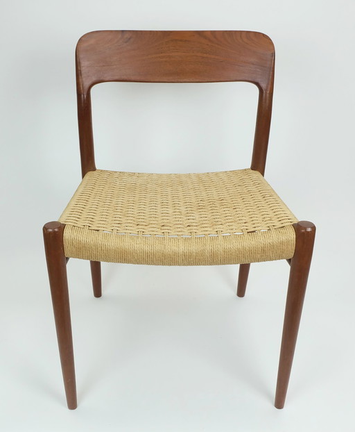 No. 1 Of 2 - Danish Modern Chair Model 75 Niels O. Moeller Teak Wood Seat Paper Cord Weave 1960S 