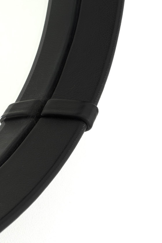 Image 1 of Specchio vintage rotondo con similpelle